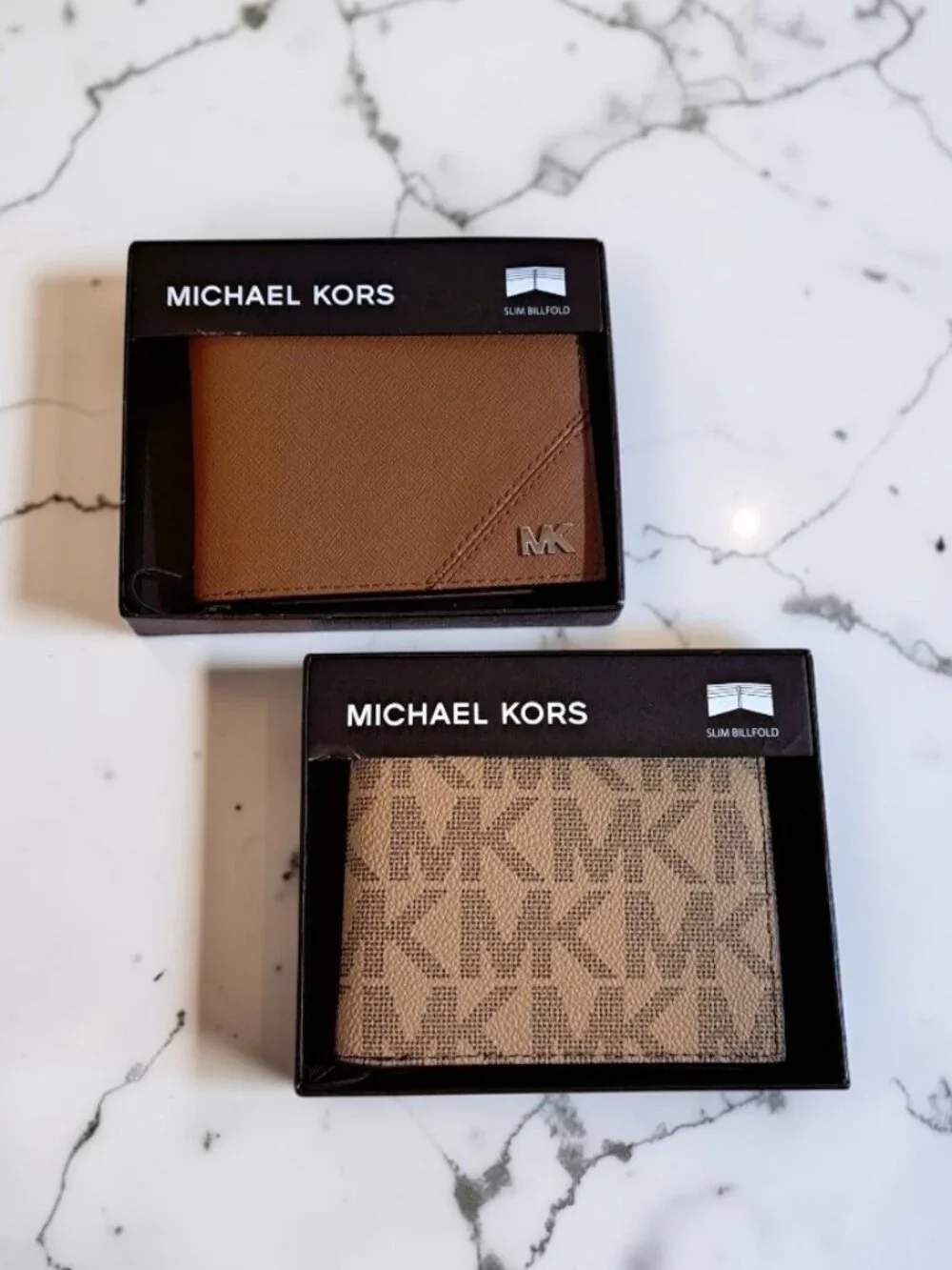 Michael Kors Brown/Tan & Beige Slim Billfold Wallet Bundle Set